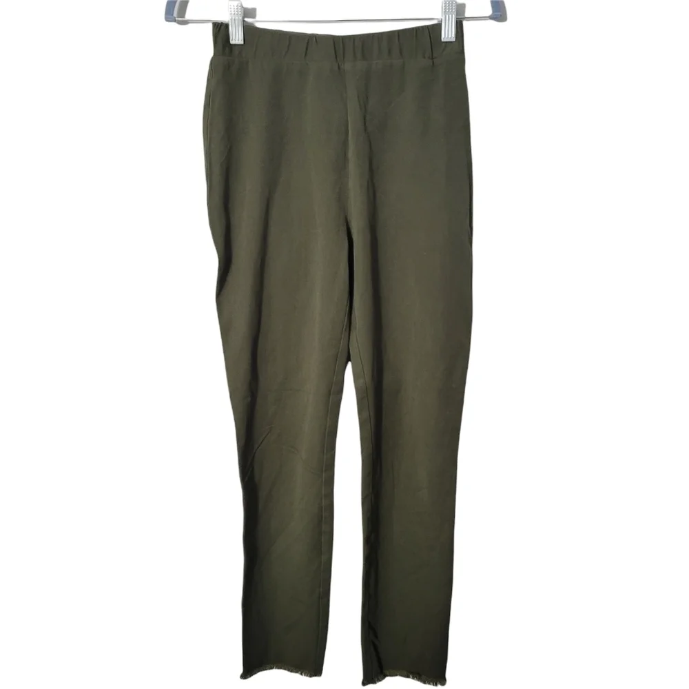 Lyssé Olive Green Raw Hem Lexi Twill Leggings